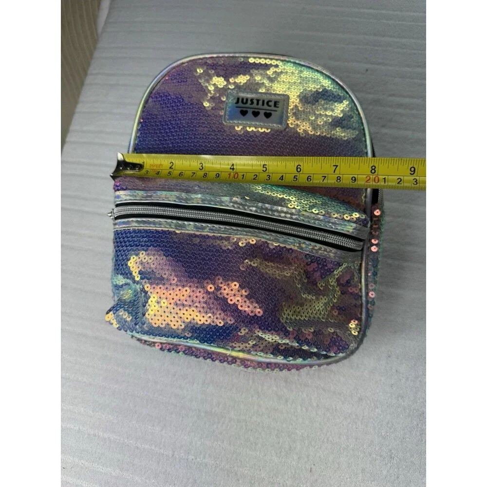 Justice Girls Holographic Sequin Mini Backpack One Size New With Tags